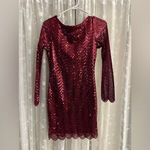 💥4/$20 BUNDLE. Christmas or New Years Burgundy Stunning Sparkly Sequin Dress